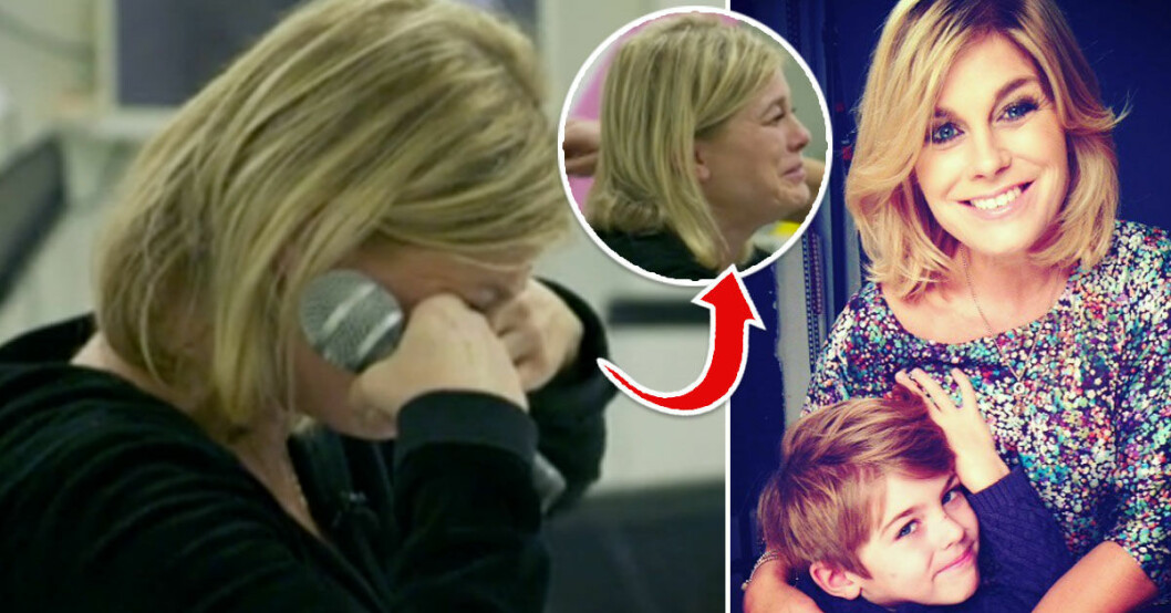 Pernilla Wahlgren i tårar när hon pratar om sonen Theo.