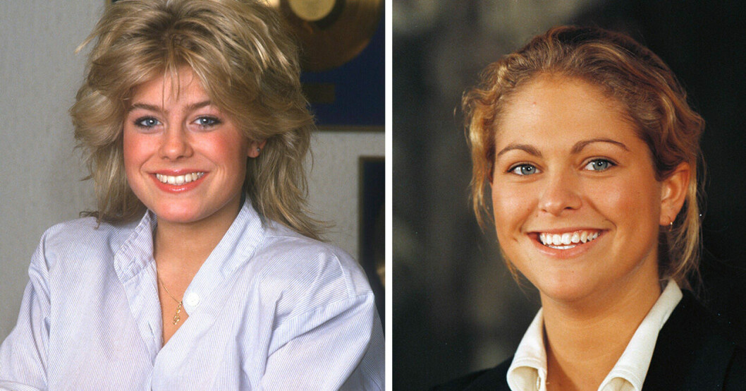Pernilla Wahlgren 1985 och prinsessan Madeleine 1998.