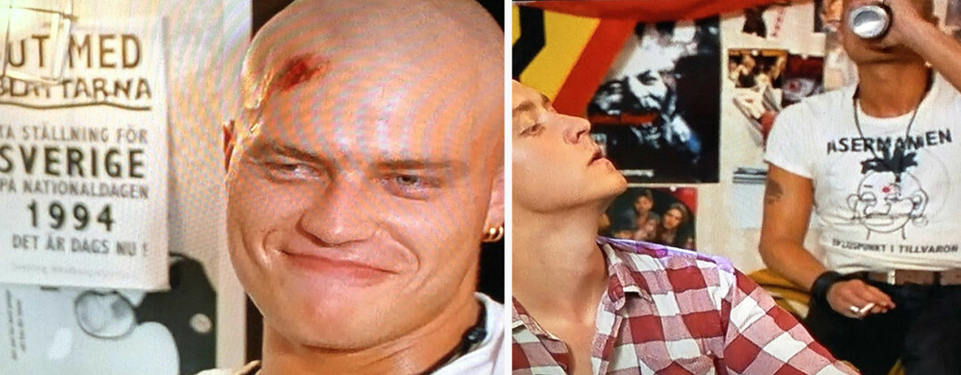 Peter L Abrahamsson spelade rasist i filmen 30:e november. Här syns han i en scen med Jonas Karlsson. Peter L Abrahamsson i filmen 30:e november 1995.