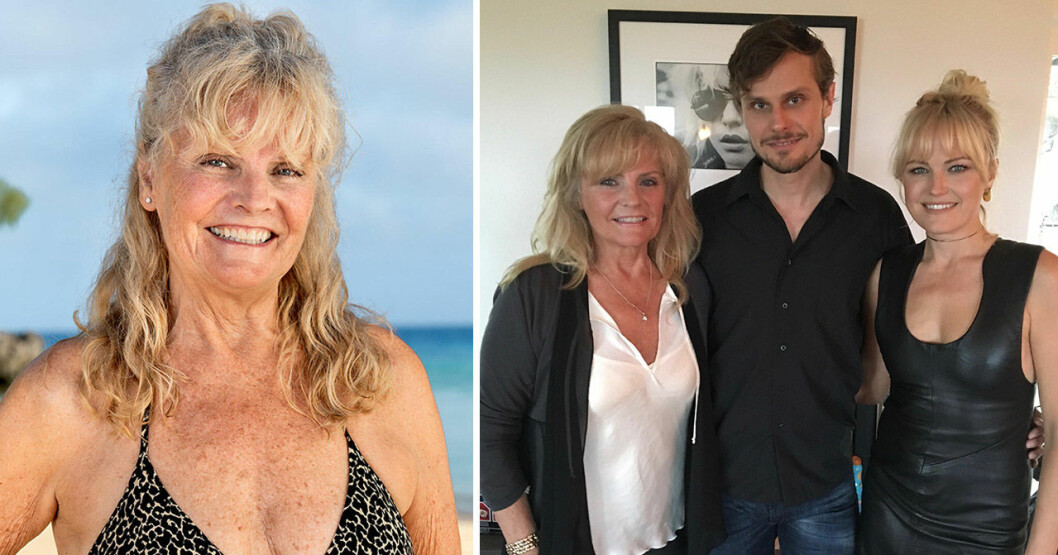 Pia Åkerman i Robinson 2020 och med barnen Malin och Marcus.