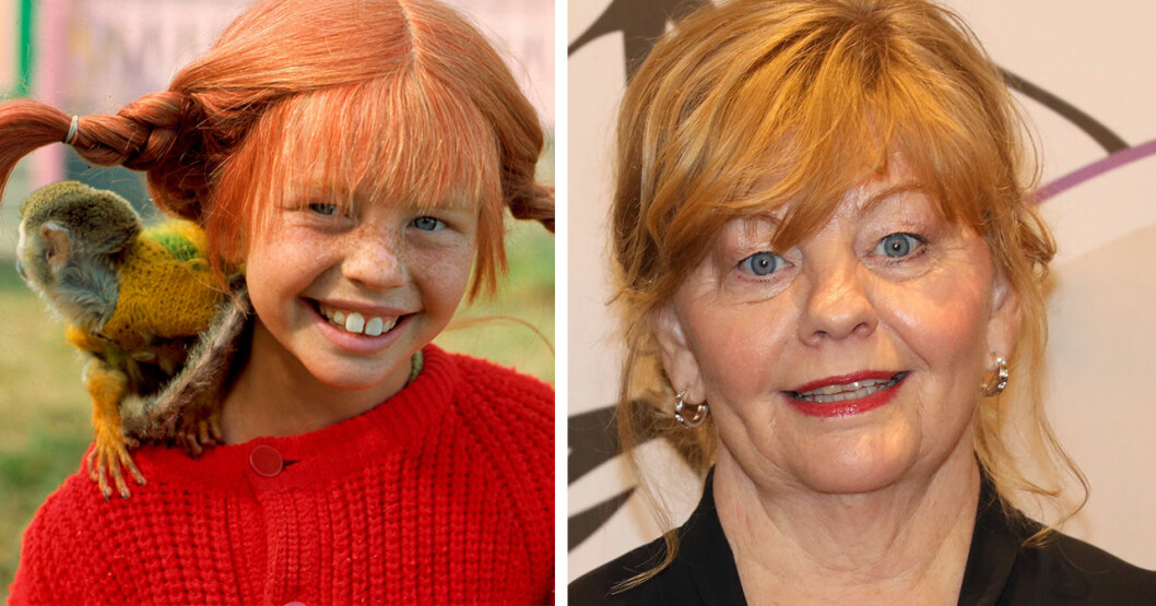 Inger Nilsson som Pippi Långstrump och idag. Inger Nilsson som Pippi Långstrump och idag.