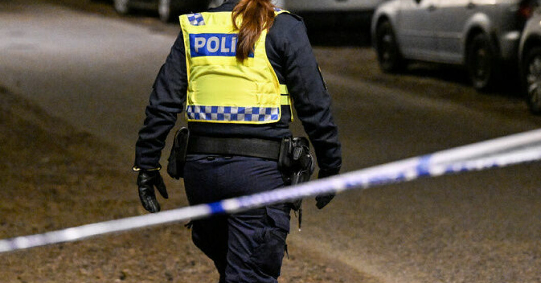 En plats i Örgryte, Göteborg, spärrades av efter en skottlossning. Arkivbild. Polis.