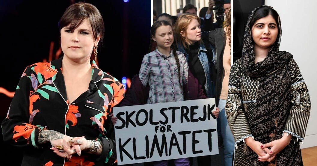 Mia Skäringer och Greta Thunberg tittar in i kameran