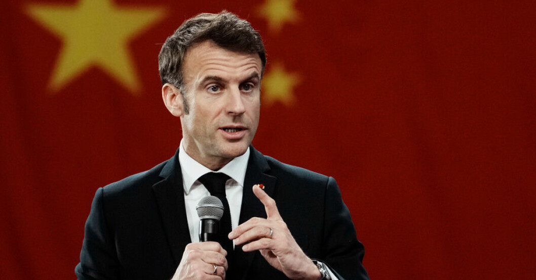 President Emmanuel Macron har nyss kommit hem från ett besök i Peking i Kina. Macron: Europa riskerar att trassla in sig