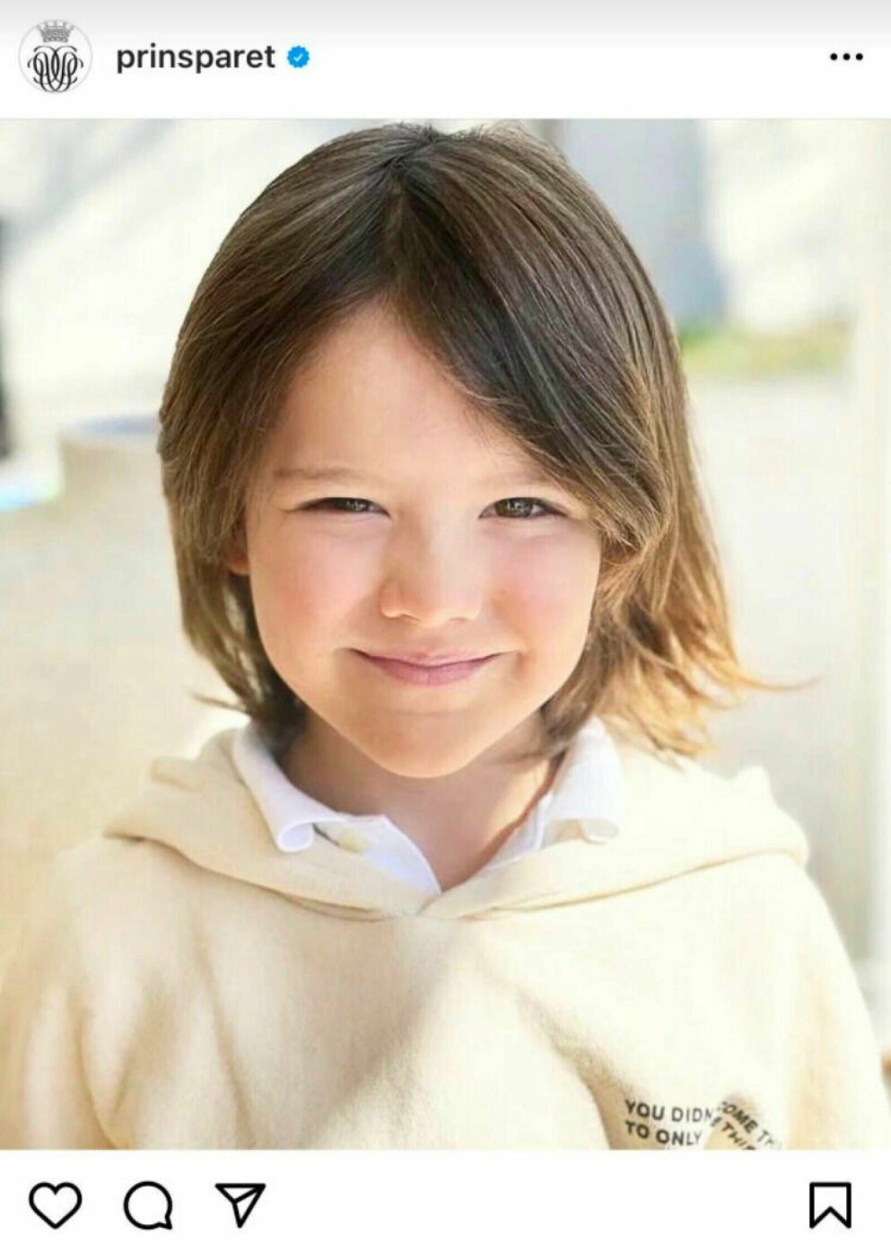 Prinsparets nya bild på prins Alexander. Prins Alexander 6 år gammal, Instagram