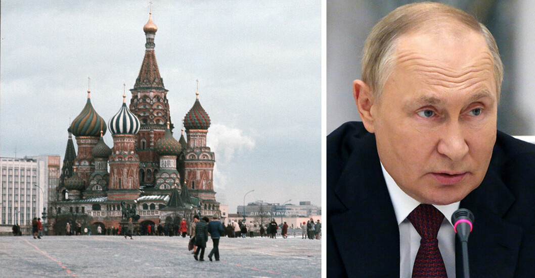 Röda torget i Moskva och Vladimir Putin