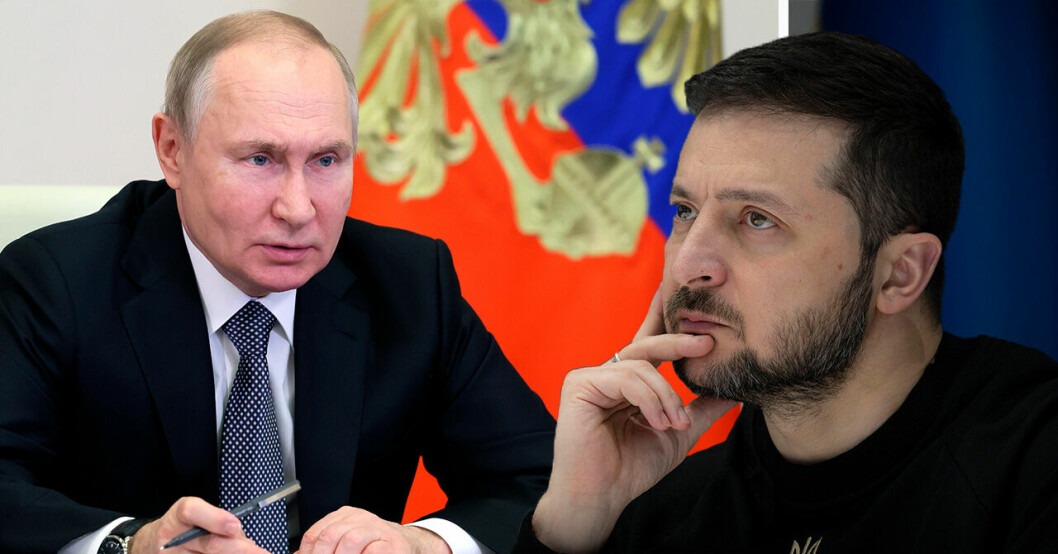 Vladimir Putin och Volodomyr Zelenskyj.