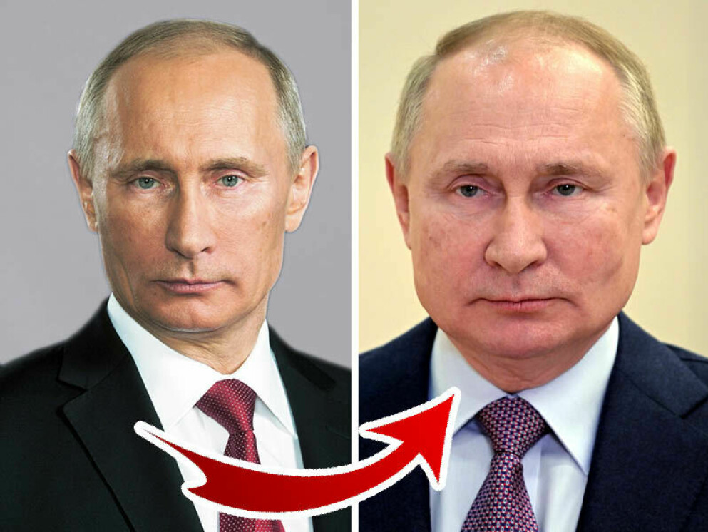 Efter alla ingrepp kan Putins ansikte vara permanent skadat, enligt läkaren. Till vänster har vi Putin från 2006. Till höger från 2021. Putin. Botox. Fillers.