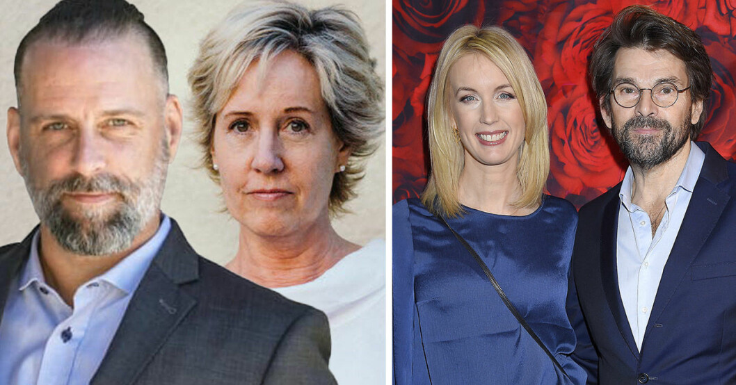 Relationsexperterna Fredric Bohm och Åsa Kruset, till höger paret Jenny och Niklas Strömstedt.