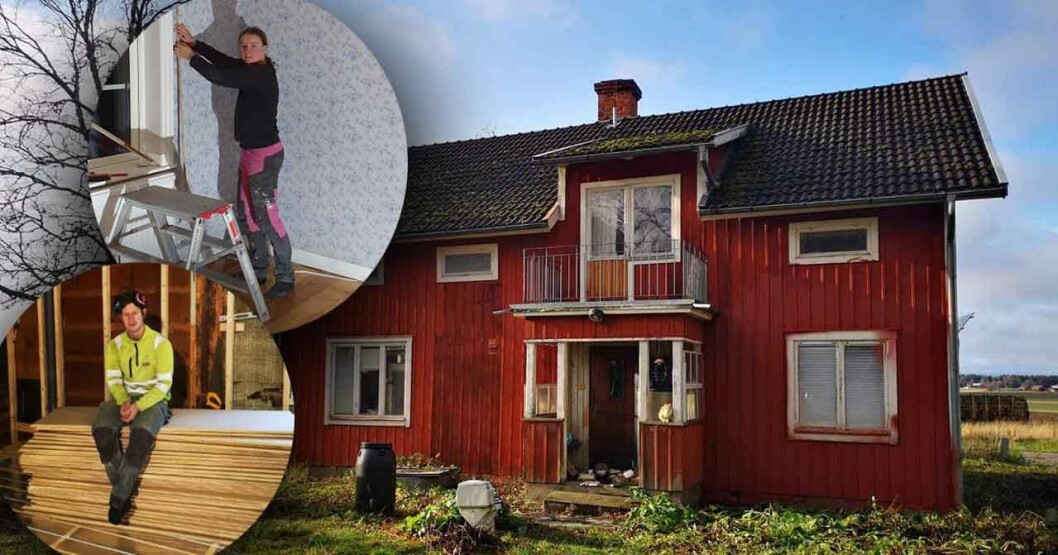 Oscar Fjärrtrand och Cissi Pettersson renoverar sitt hus.