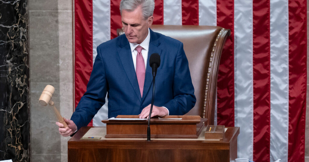 Representanthusets talman Kevin McCarthy. Arkivbild. Skuldtakslag till omröstning i USA