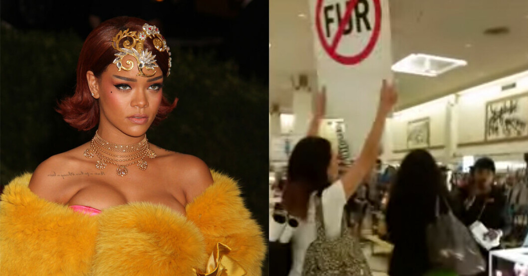 Kaos när Rihanna lanserade sin nya parfym – attackerades av djurrättsaktivister