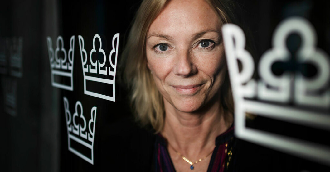 Riksgälden, med direktören Karolina Ekholm, redovisar ett oväntat stort överskott i maj. Arkivbild Oväntat stort överskott för staten