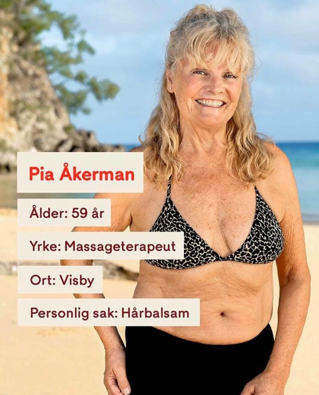 Pia Åkerman. FOTO: TV4 Pia Åkerman i Robinson 2020
