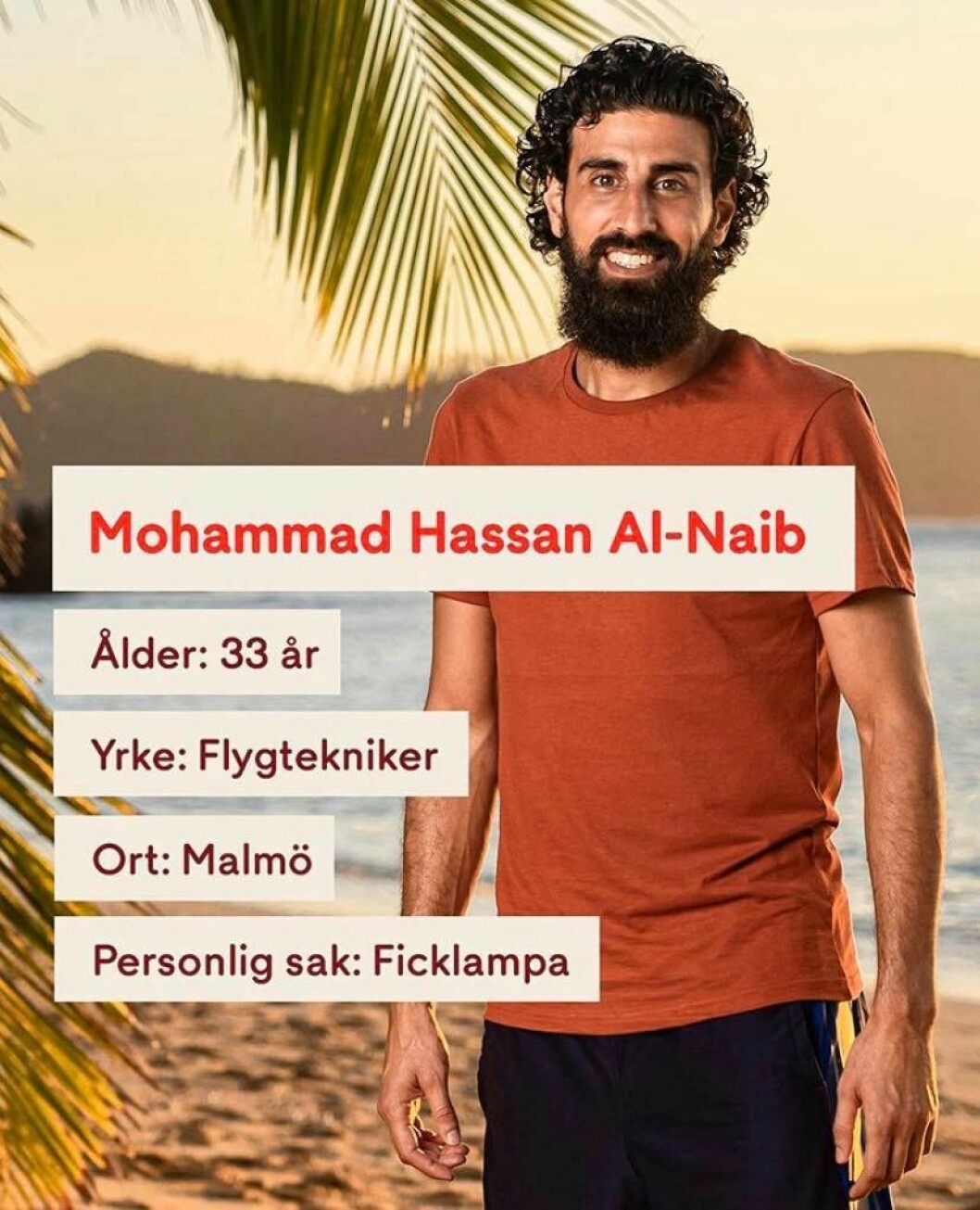Mohammad Hassan ”Hasse” Al-Naib. FOTO: TV4 Mohammad Hassan ”Hasse” Al-Naib i Robinson 2020