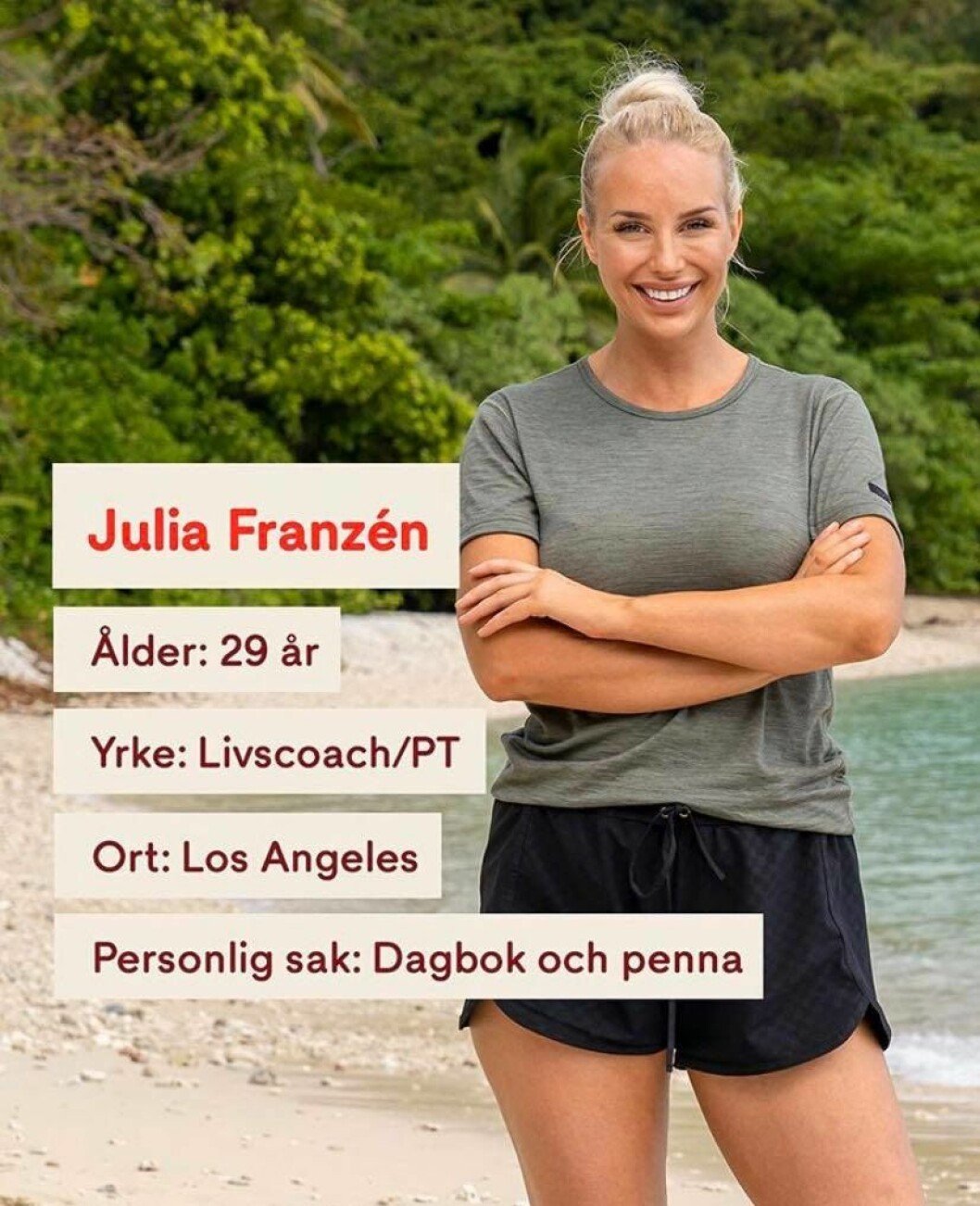 Julia Franzén. FOTO: TV4 Julia Franzén i Robinson 2020