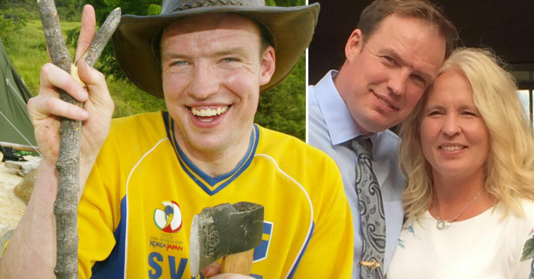 Leif Svensson i Robinson 2003 och 2021 med frun fästmön Anna.