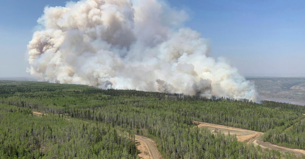 Rök från en brand i provinsen Alberta. Fler tvingas fly bränder i Kanada