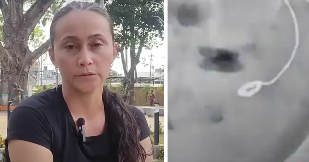 María Aderlinda Forero och en röntgenbild av hennes mage.