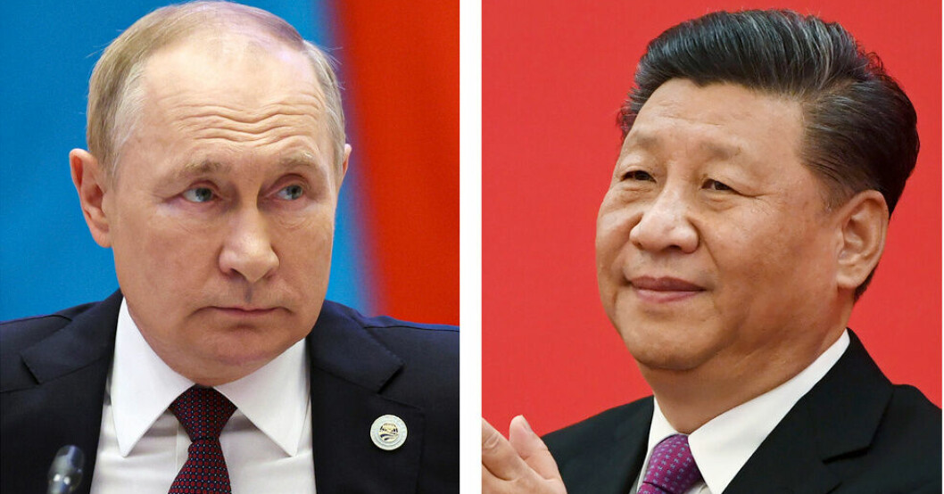 Rysslands president Vladimir Putin och hans kinesiske motsvarighet Xi Jinping möts i veckan i Moskva. Arkivbild. Kina uppges ha skickat vapen till Ryssland