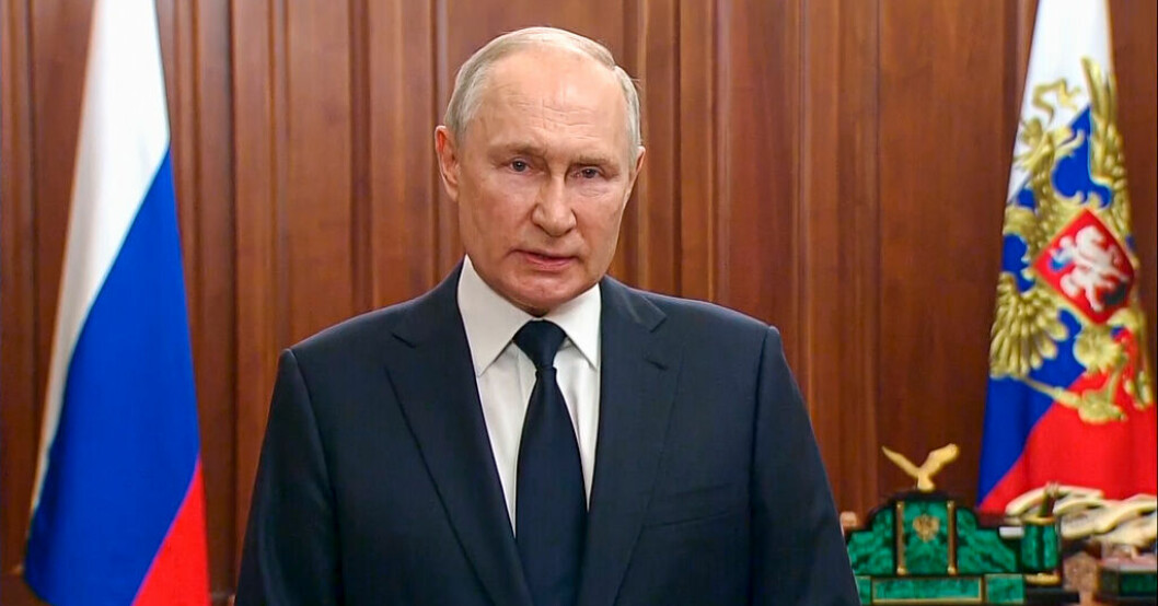 Rysslands president Vladimir Putin talar till nationen. Putin i kort tv-tal: Två val för Wagnergruppen