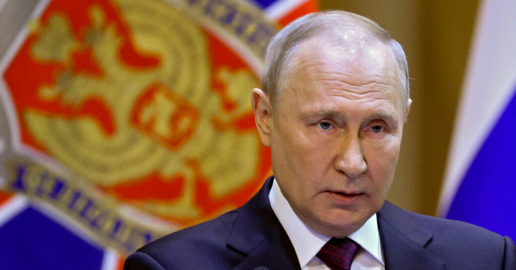 Rysslands president Vladimir Putin under ett tal i Moskva. Putin beordrar hårdare gräns mot Ukraina