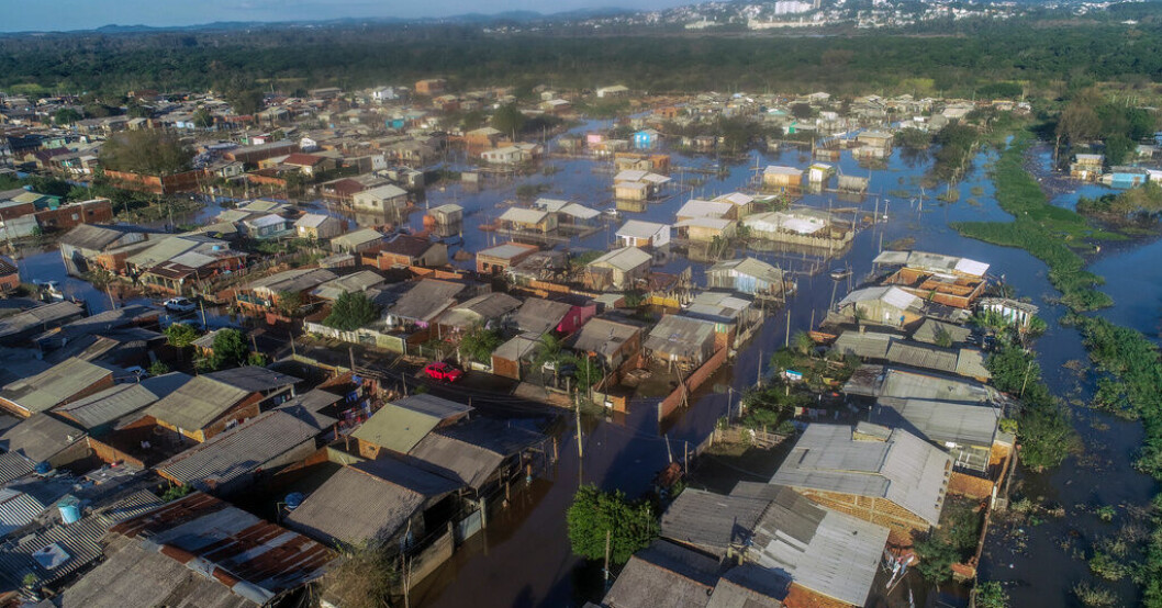 São Leopoldo i delstaten Rio Grande do Sul under vatten på söndagen. Allt fler dödsoffer efter cyklon i södra Brasilien