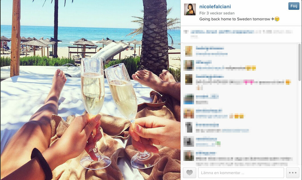 Nicole Falciani lade också upp en semesterbild. Foto: <a href="https://instagram.com/nicolefalciani/" target="_blank">Instagram</a> Nicole Falciani lade också upp en semesterbild. Foto: Instagram