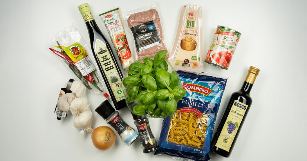 Ingredienser till pasta