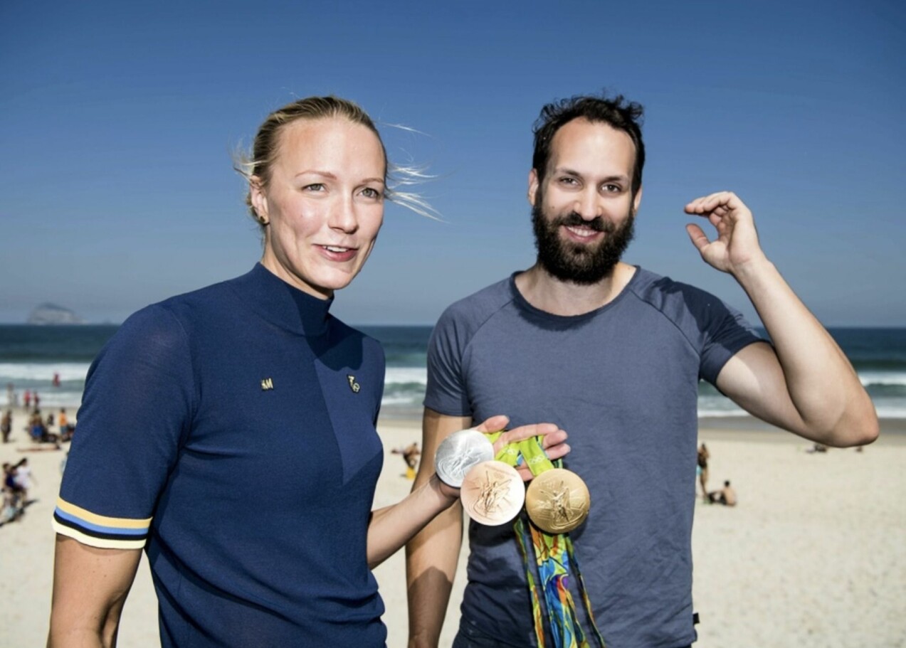 Sarah Sjöström och pojkvännen Johan de Jong Skierus. Sarah Sjöström och pojkvännen Johan
