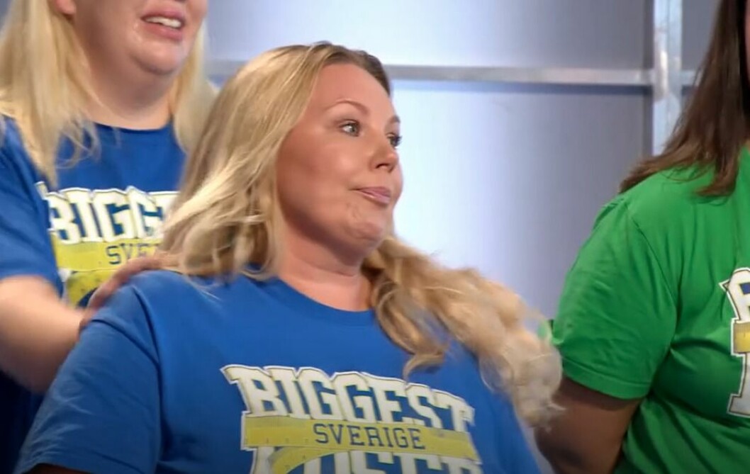 Maria Olsson blir känslosam när hon vinner ett samtal hem till sina barn. FOTO: TV4 Maria Olsson gråter i Biggest loser