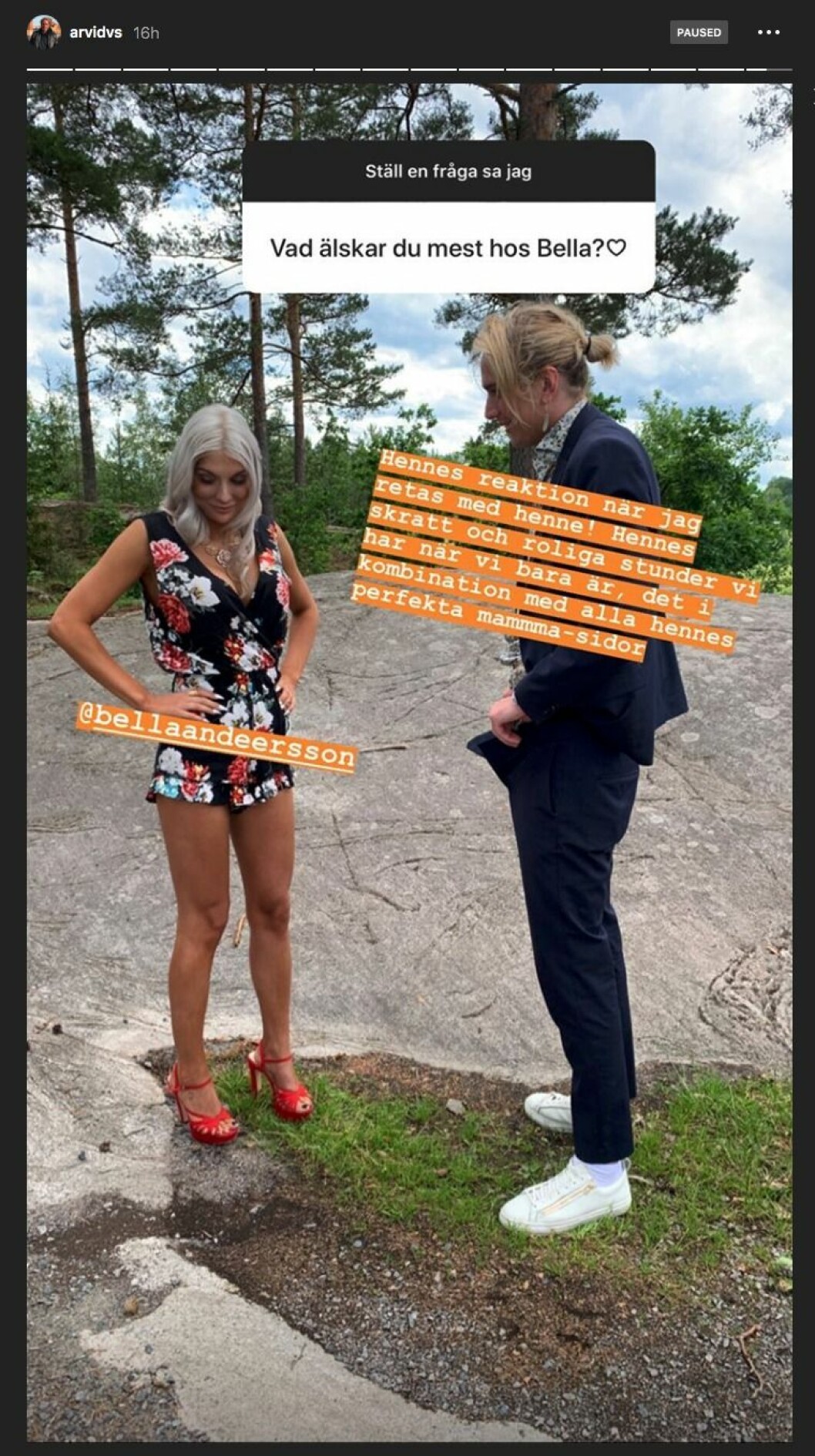 Arvid Stenbäcken ångrar hur han betedde sig mot sin flickvän under ”Paradise hotel”. Arvid Stenbäcken berättar om sin relation till Bella på Instagram.