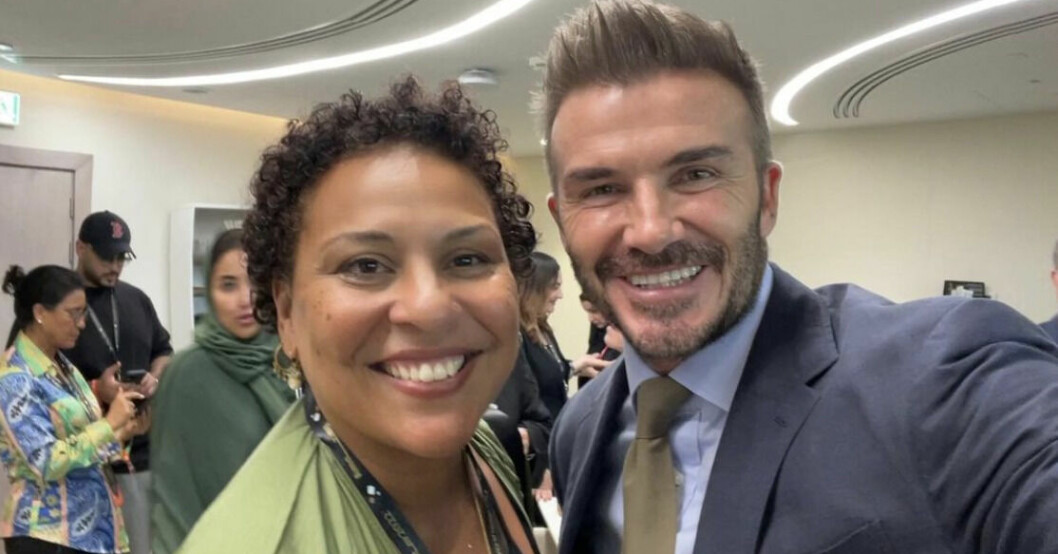 Kely Nascamento tillsammans med David Beckham.