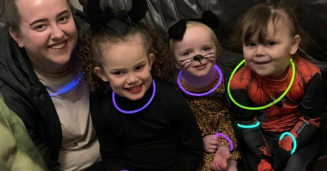 Kyra har fem syskon och ett sjätte på väg. Kirsten Lorde med sina syskon och mamma.