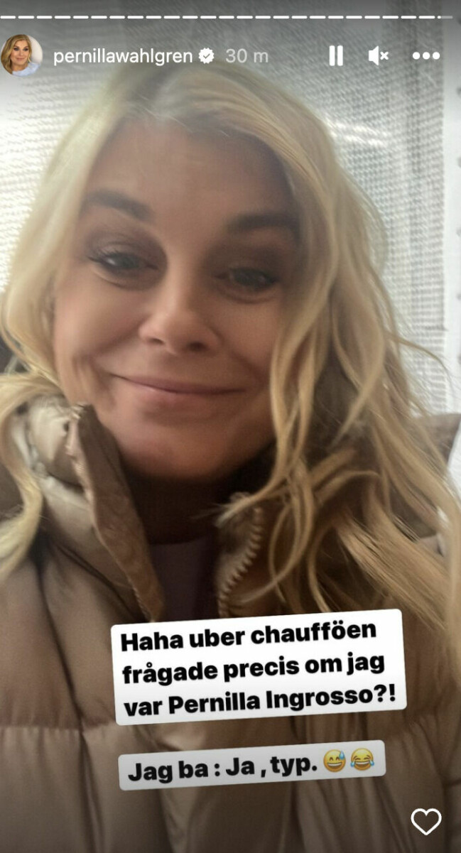 Pernilla Wahlgrens Instagram-story