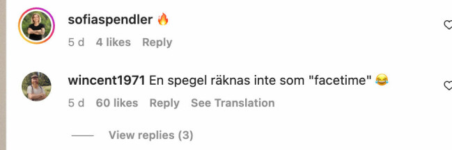 <em>FOTO: Skärmdump från kommentarsfältet under Viktors bild. </em>