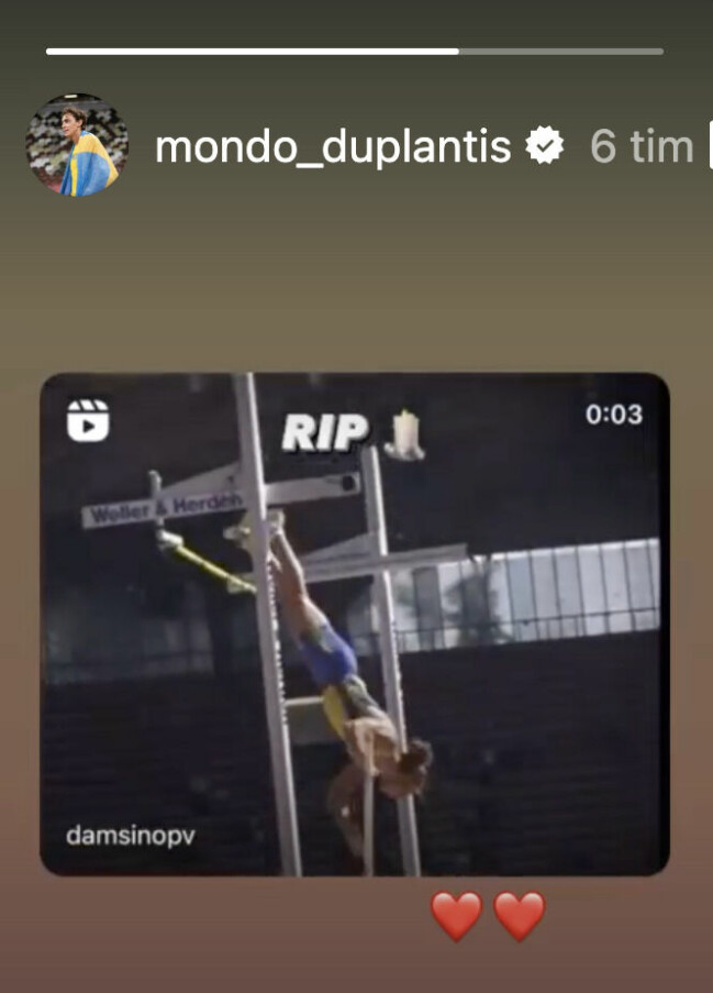 Duplantis sörjer den tidigare världsmästaren.
