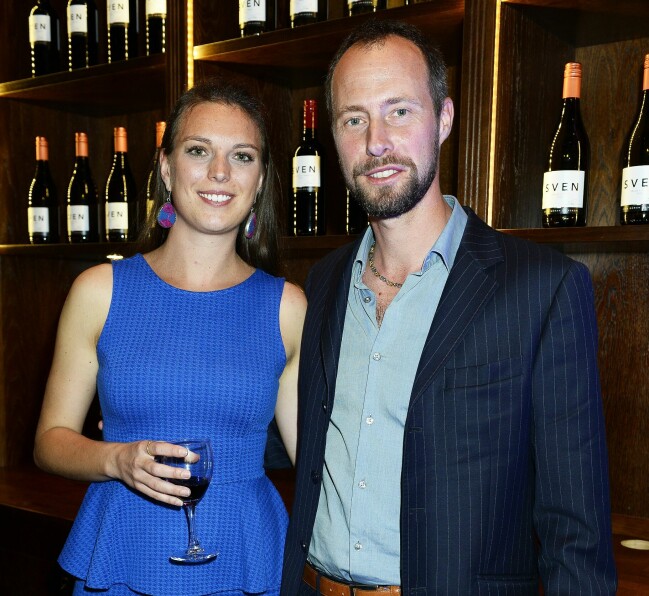 Svennis barn Lina Eriksson och Johan Eriksson på lanseringen av Svennis vinserie ”<em>Sven The Wine Collection”</em> 2014.