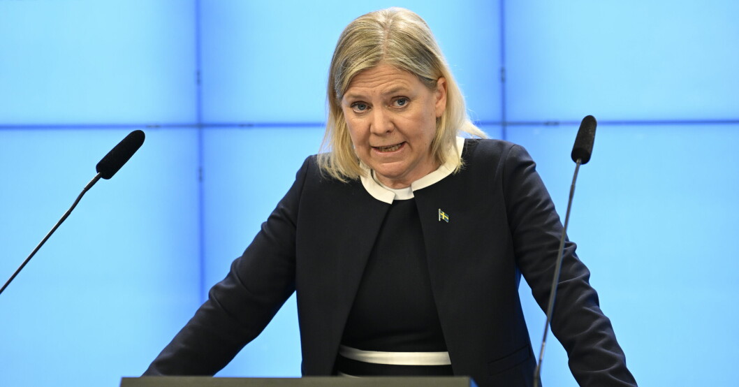 Magdalena Andersson satte hårt mot hårt under gårdagens presskonferens. Magdalena Andersson