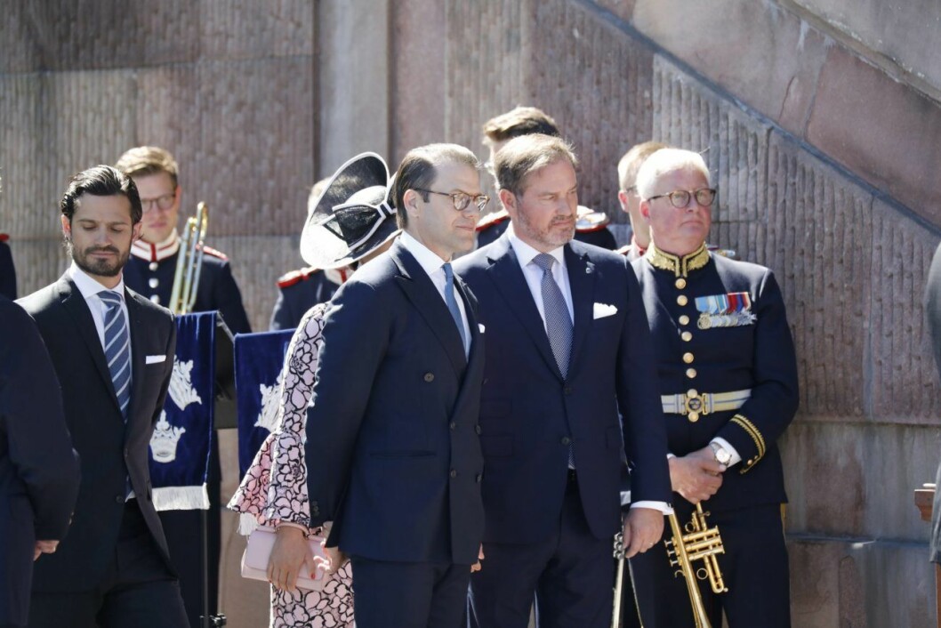 Prins Daniel och Chris O’Neill på firandet av kronprinsessan Victorias 40-årsdag 2017.<br>Foto: Christine Olsson/TT