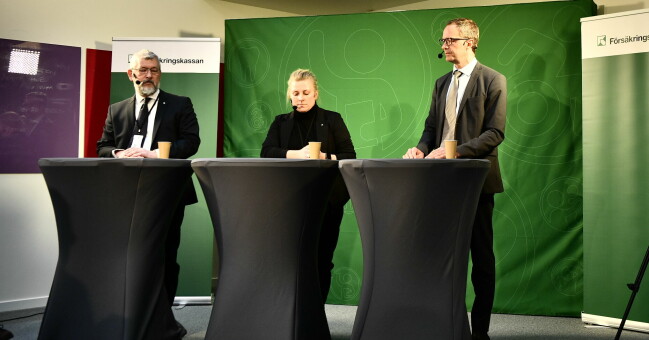 Nils Öberg, Maria Sjögren och Peter Wigert på pressträffen.