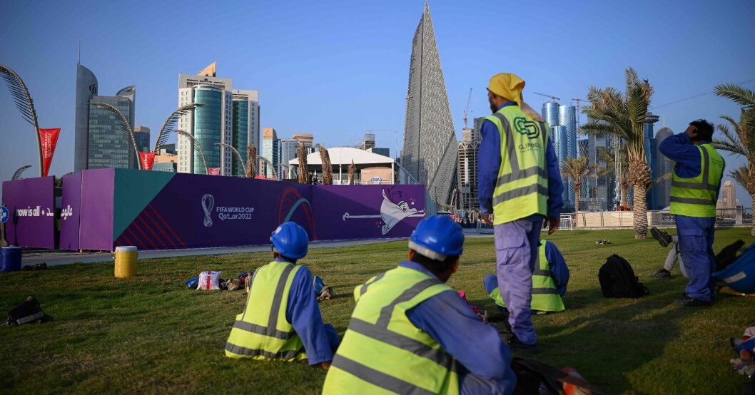 Gästarbetare under bygget av Doha som VM-stad
