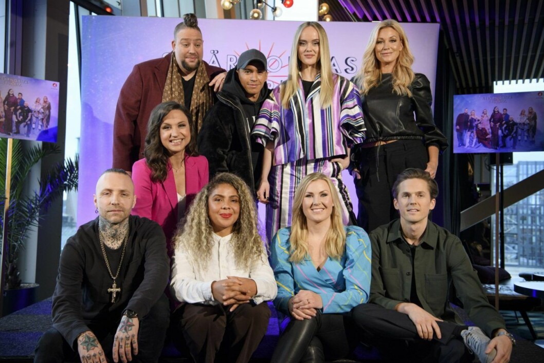 Jon Henrik Fjällgren med gänget i Stjärnornas stjärna: Nano, Amanda Winberg, Jessica Andersson, Petra Mede, Nicke Borg, Mapei, Elisa Lindström och David Lindgren. Jon Henrik Fjällgren med gänget i Stjärnornas stjärna: Nano, Amanda Winberg, Jessica Andersson, Petra Mede, Nicke Borg, Mapei, Elisa Lindström och David Lindgren.