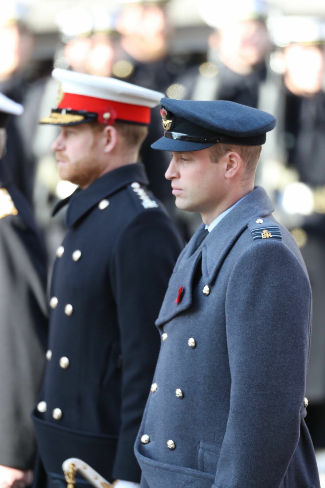 Prins William och Harry såg sammanbitna ut under Remembrance sunday. Prins Harry och prins William