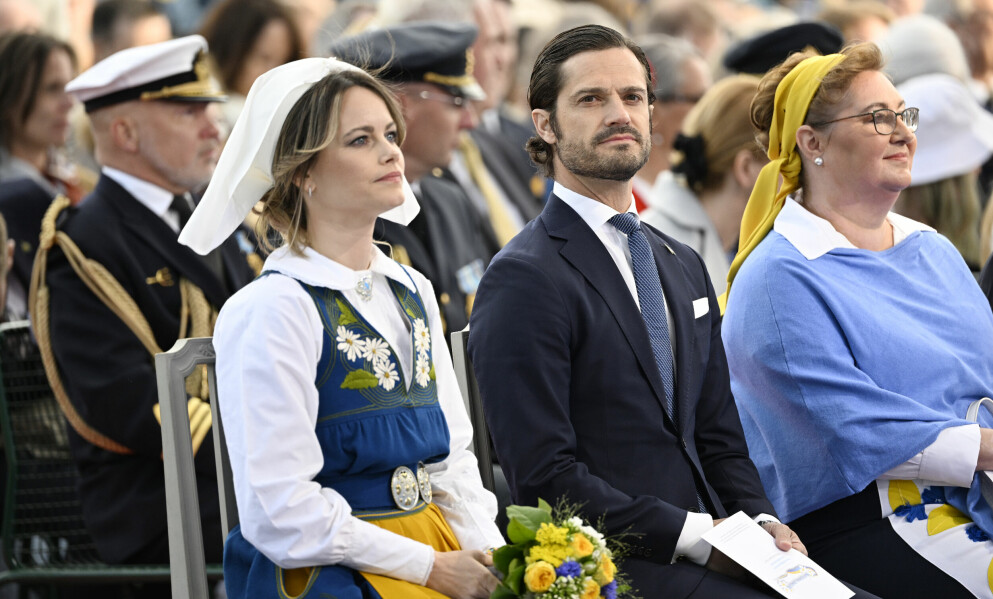 Prinsessan Sofia, prins Carl Philip och talmannens fru Helena Norlén.