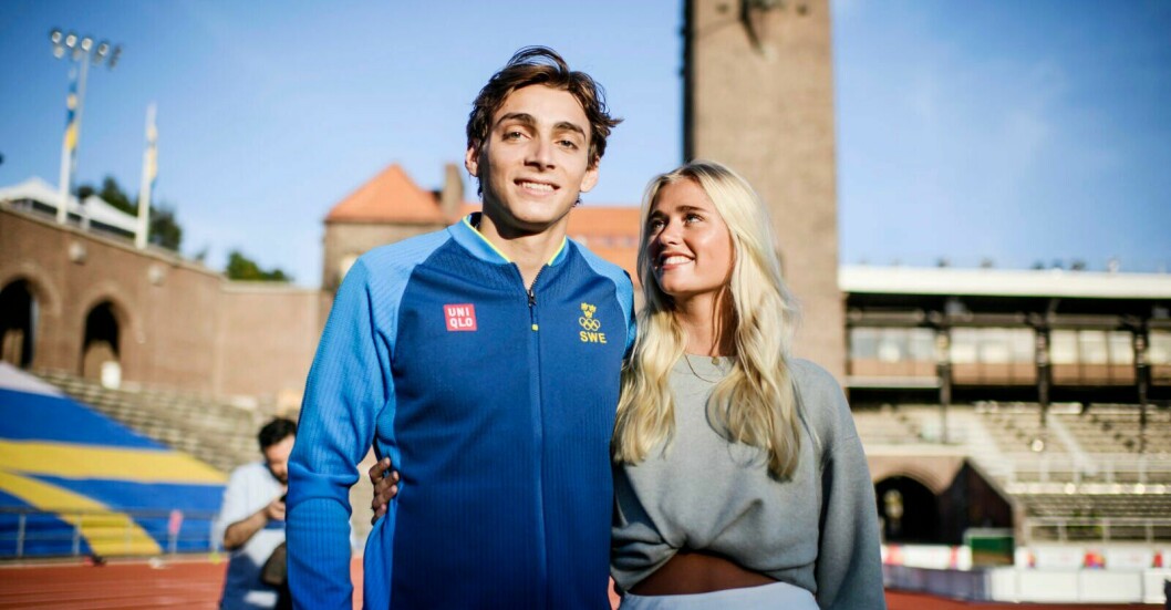 Armand Duplantis och Desiré Inglander på Stockholms stadion.