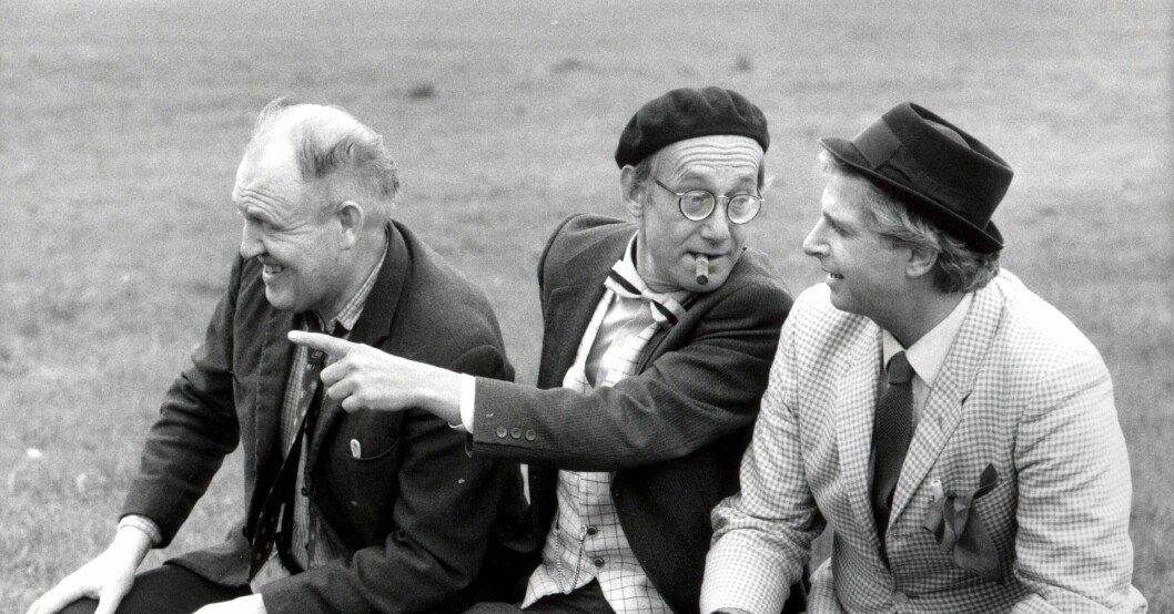 Från vänster Björn Gustafson alias Dynamit-Harry, Gösta Ekman alias Sickan och Ulf Brunnberg alias Vanheden.