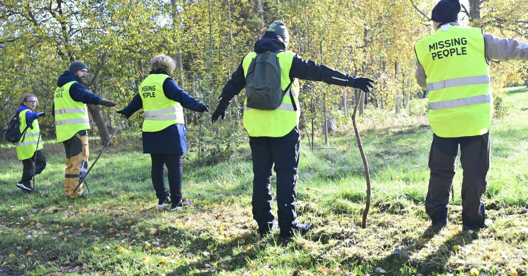 Sökinsats i skogsområde i Vetlanda.