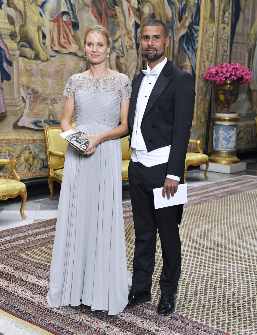 Med maken Hans Ahlberg på middag på Stockholms slott.