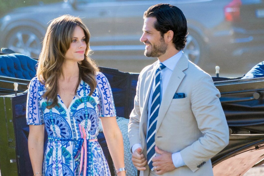 Prins Carl Philip och prinsessan Sofia under kronprinsessan Victorias födelsedag.